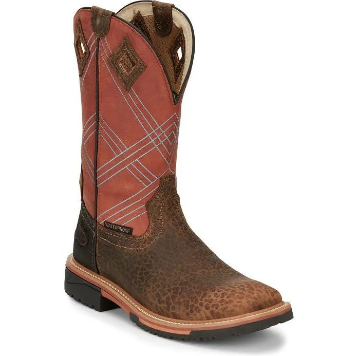 Justin Men's Dalhart 12" Waterproof Western Work Boot -Brown- SE4216