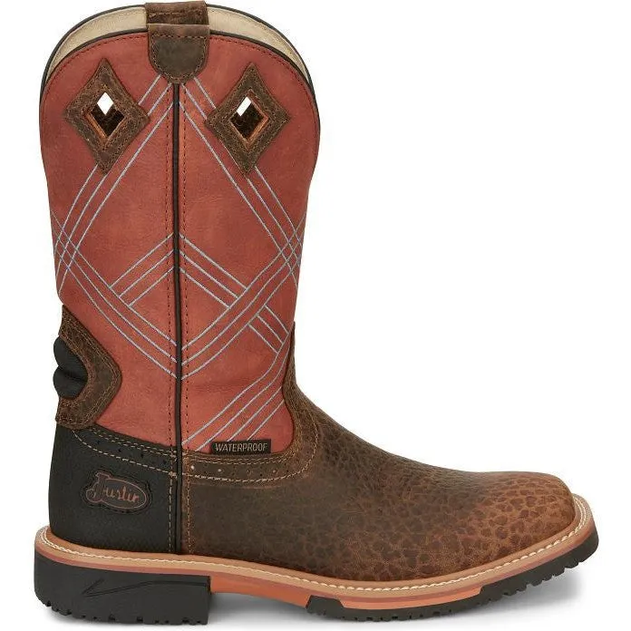 Justin Men's Dalhart 12" Waterproof Western Work Boot -Brown- SE4216