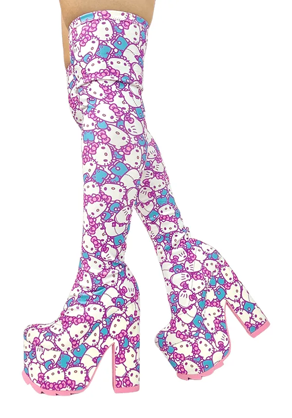 Labyrinth Kawaii Hello Kitty [Pink/White] | PLATFORM BOOTS [IN STOCK]