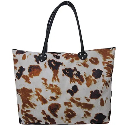 Large Cow Print Shoulder Travel Tote