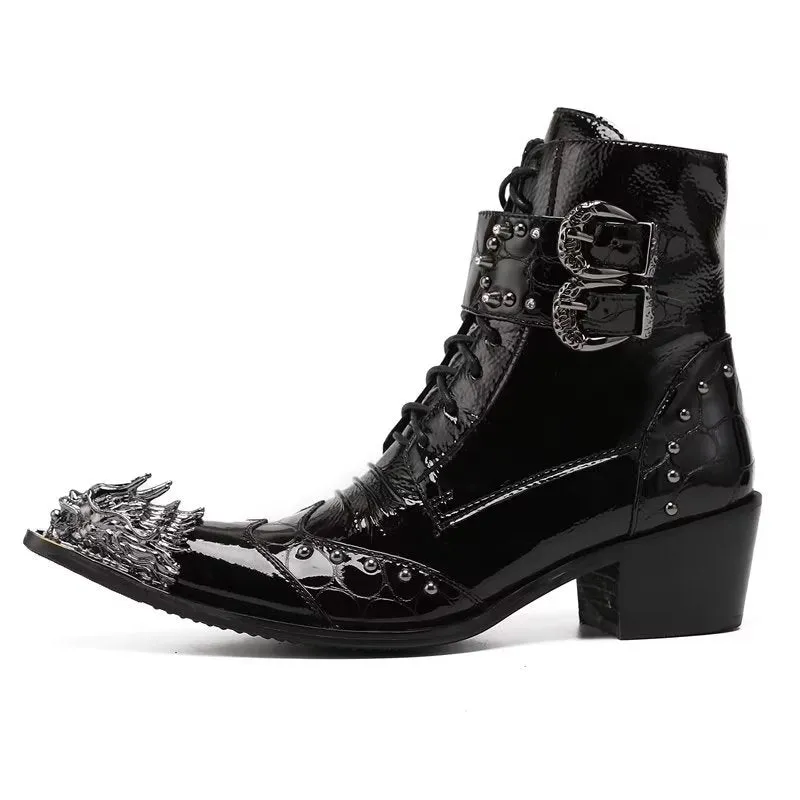 LeatherLux Exotic Embossed Chic Dress Boots