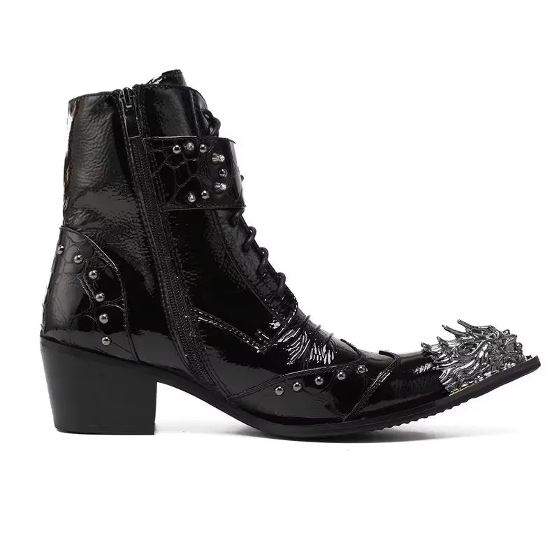 LeatherLux Exotic Embossed Chic Dress Boots