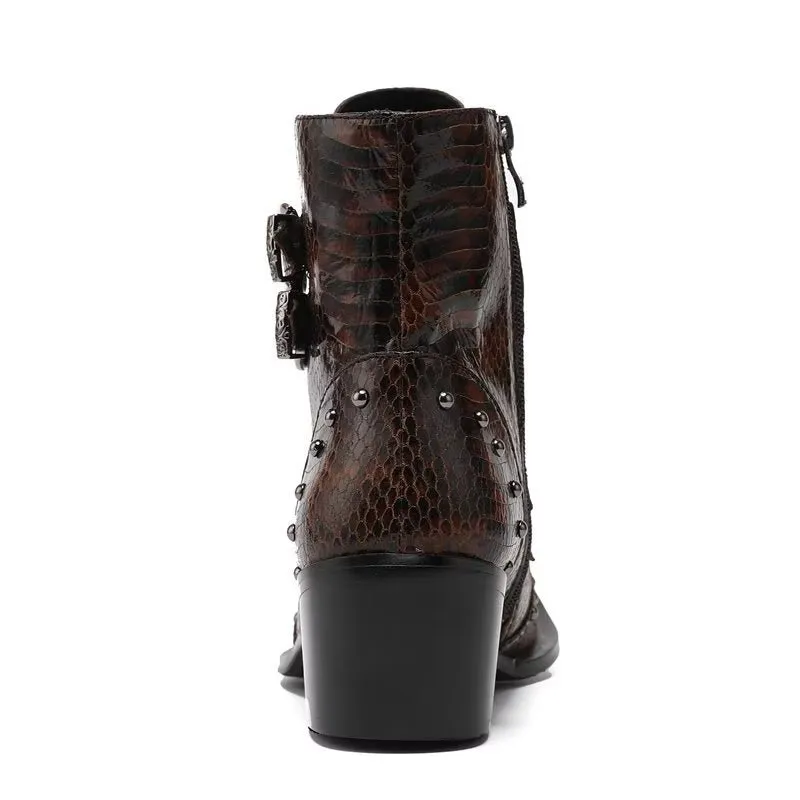 LeatherLux Exotic Embossed Chic Dress Boots