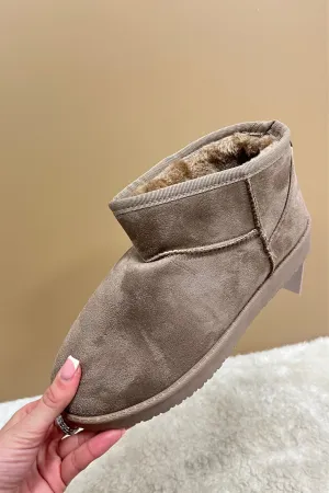 Light Brown Faux Fur faux Suede Boots