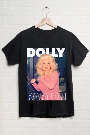 Livy Lu Dolly Parton In Pink Thrift Distressed Tee in Black