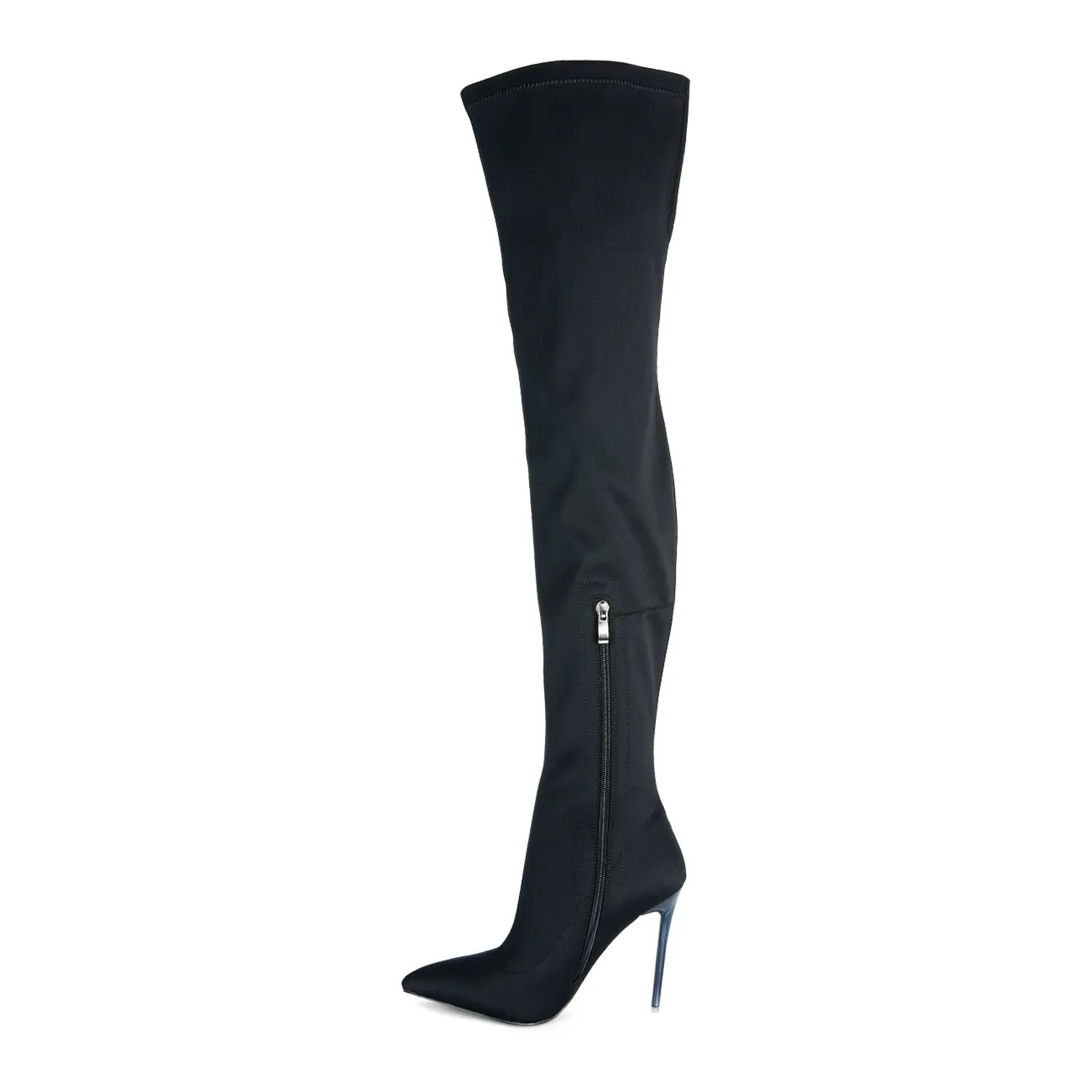 London Rag No Calm London Rag Women's Super Stretch Knee High Heel Boots, Black