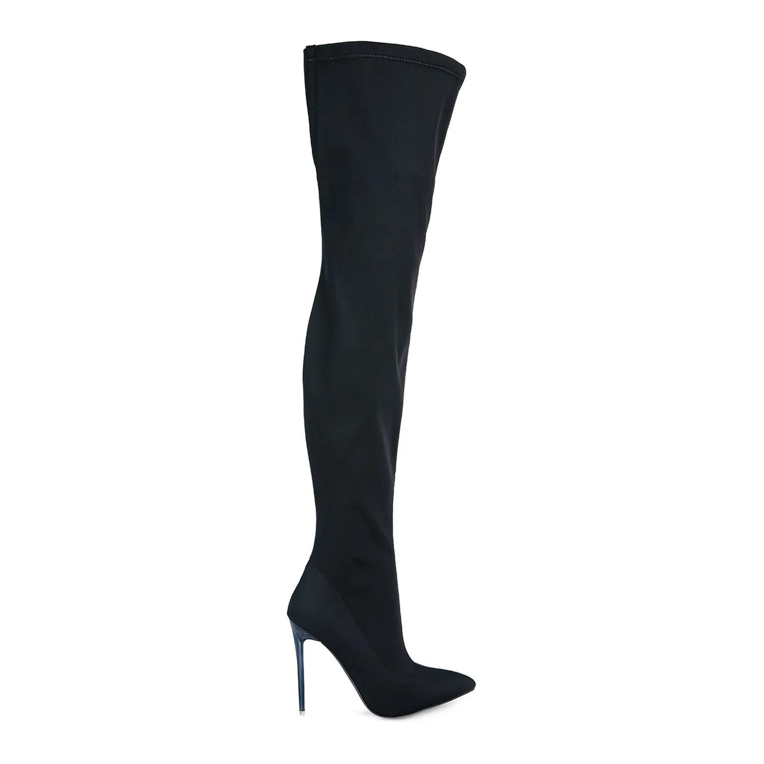 London Rag No Calm London Rag Women's Super Stretch Knee High Heel Boots, Black