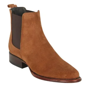 Los Altos Boots Mens #69B6603 Oval Toe Short Boots  | Style Suede Boots | Color Cognac