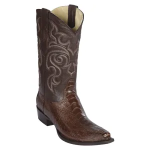 Los Altos Boots Mens #940507 Snip Toe | Genuine Ostrich Leg Boots | Color Brown