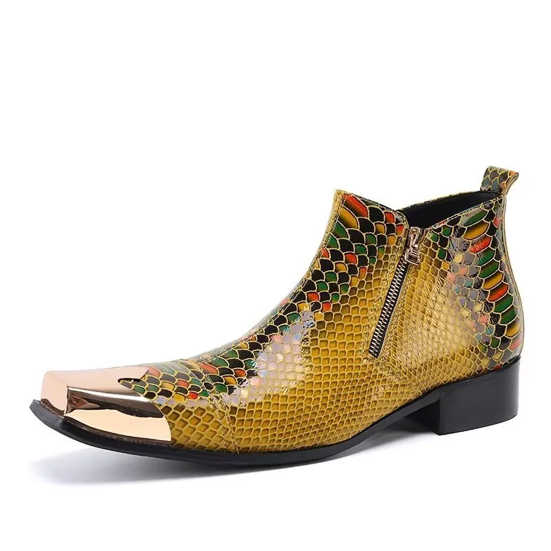 Luxe Croc-Textured Leather Ankle Boots