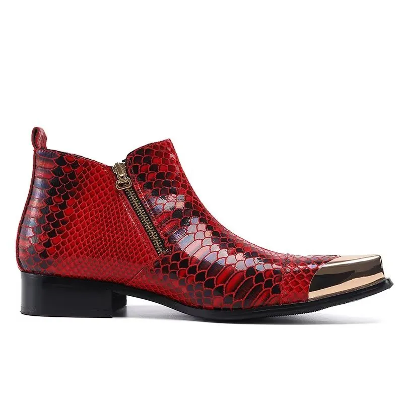 Luxe Croc-Textured Leather Ankle Boots