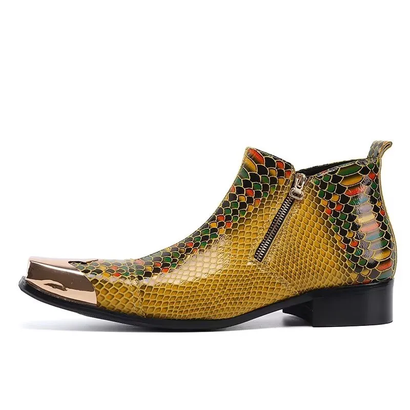 Luxe Croc-Textured Leather Ankle Boots