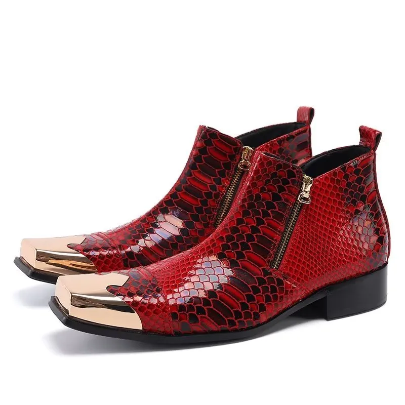 Luxe Croc-Textured Leather Ankle Boots