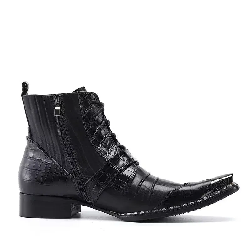 Luxe CrocLeather Chic Ankle Boots