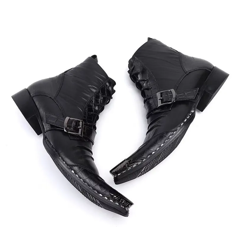 Luxe CrocLeather Chic Ankle Boots