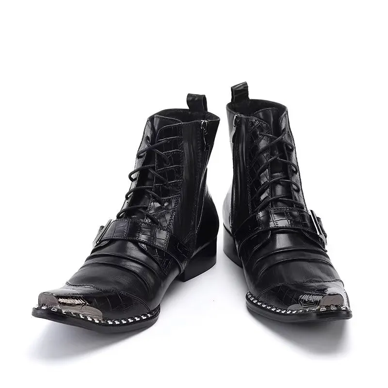 Luxe CrocLeather Chic Ankle Boots