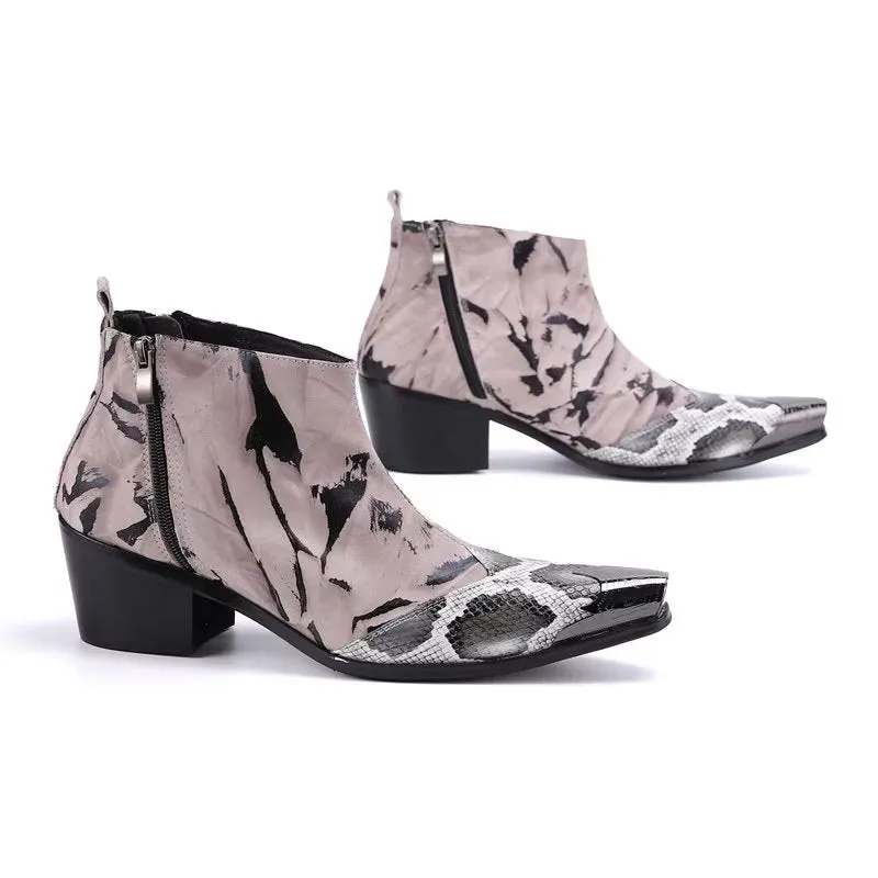 Luxe Exotic Pattern Genuine Leather Dress Boots