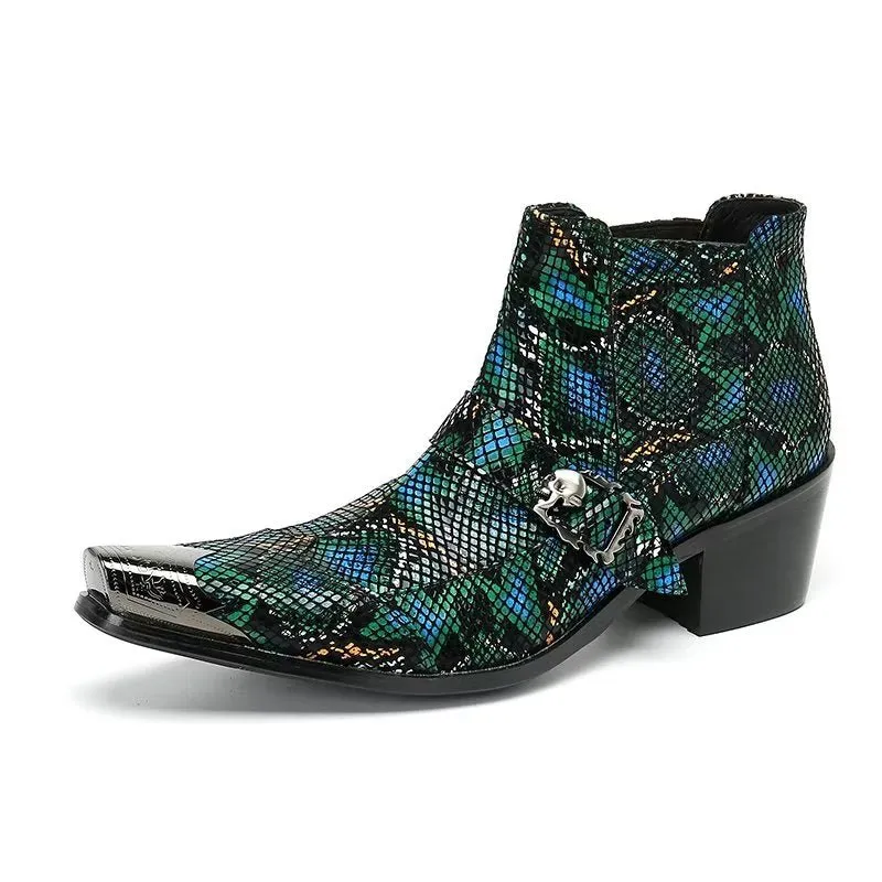 Luxe Exotica Leather Ankle Boots