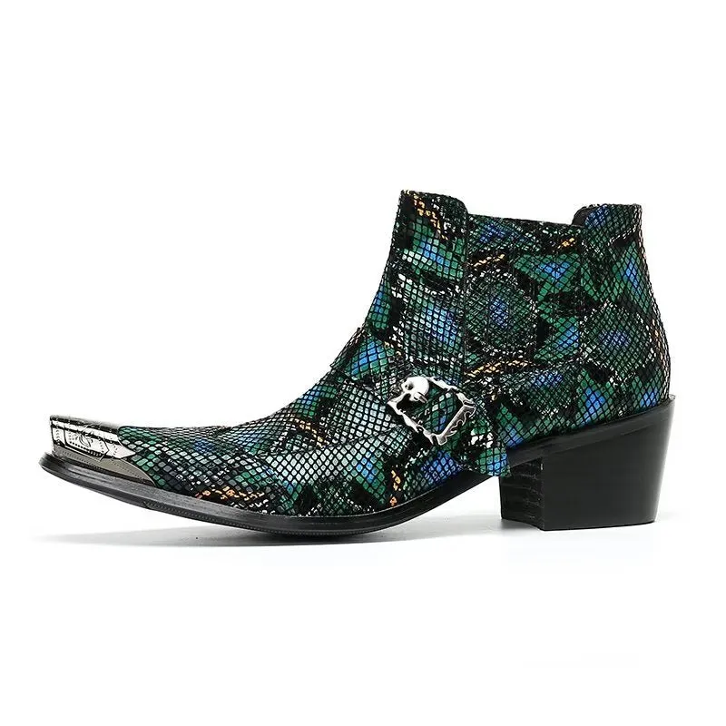 Luxe Exotica Leather Ankle Boots