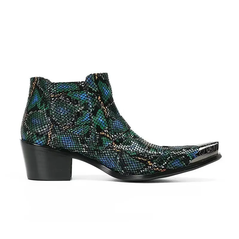 Luxe Exotica Leather Ankle Boots