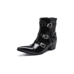 LuxeCroc Pattern Leather Dress Boots