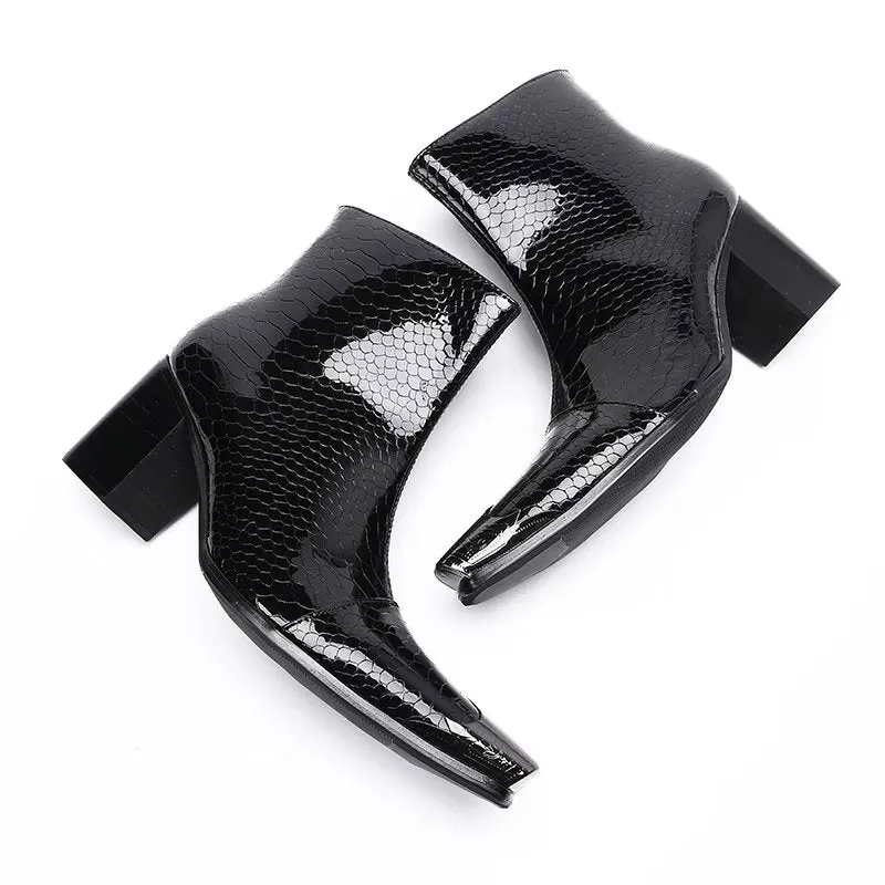 LuxeExotic Leather Ankle Boots