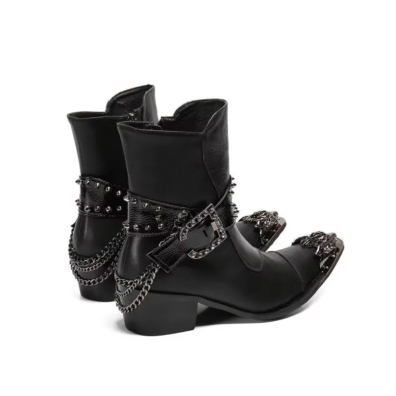 LuxeLeather Exotic Texture Flashy Ankle Boots