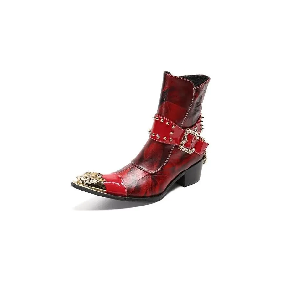 LuxeLeather Exotic Texture Flashy Ankle Boots