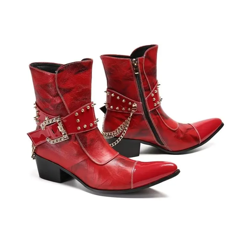 LuxeLeather Exotic Texture Flashy Ankle Boots