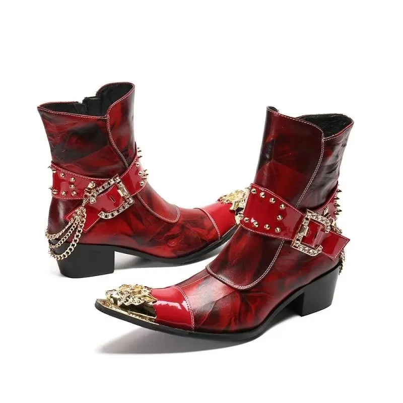 LuxeLeather Exotic Texture Flashy Ankle Boots