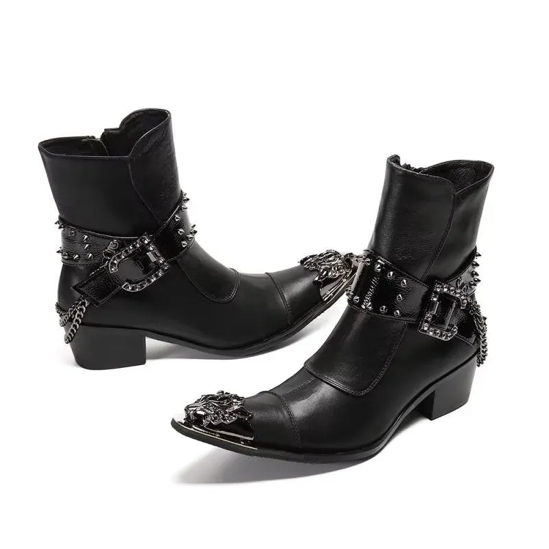 LuxeLeather Exotic Texture Flashy Ankle Boots