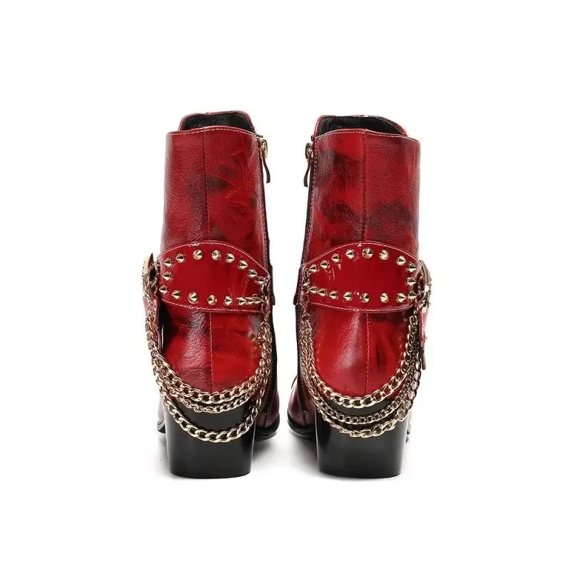 LuxeLeather Exotic Texture Flashy Ankle Boots