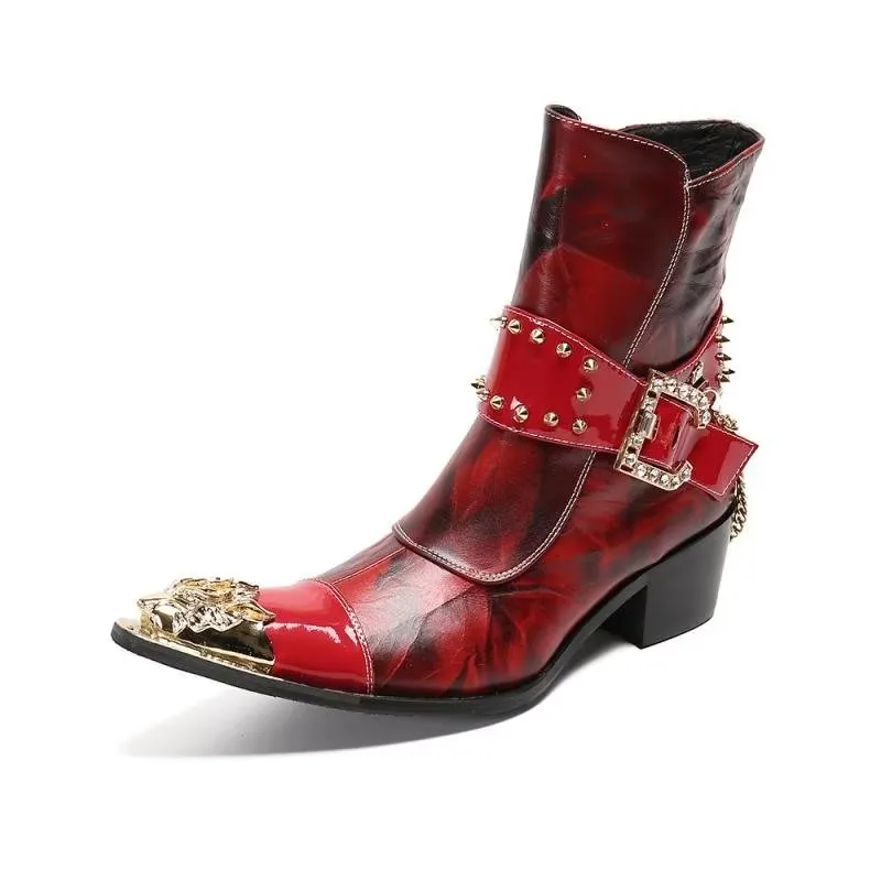 LuxeLeather Exotic Texture Flashy Ankle Boots