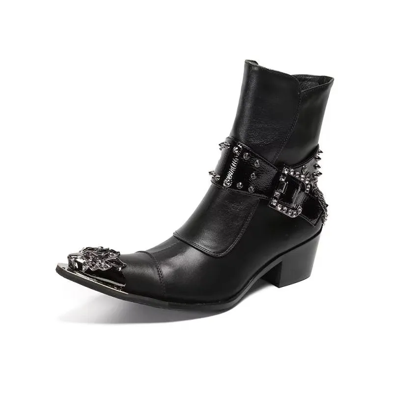 LuxeLeather Exotic Texture Flashy Ankle Boots