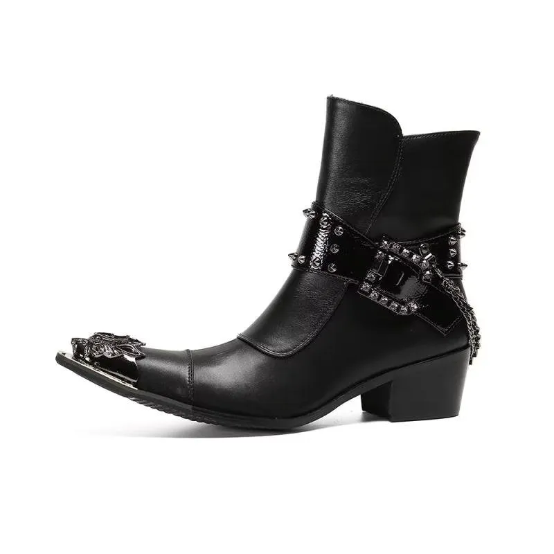 LuxeLeather Exotic Texture Flashy Ankle Boots