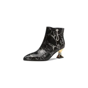 Luxury Serpent-Texture Pointed High Heeled Boots