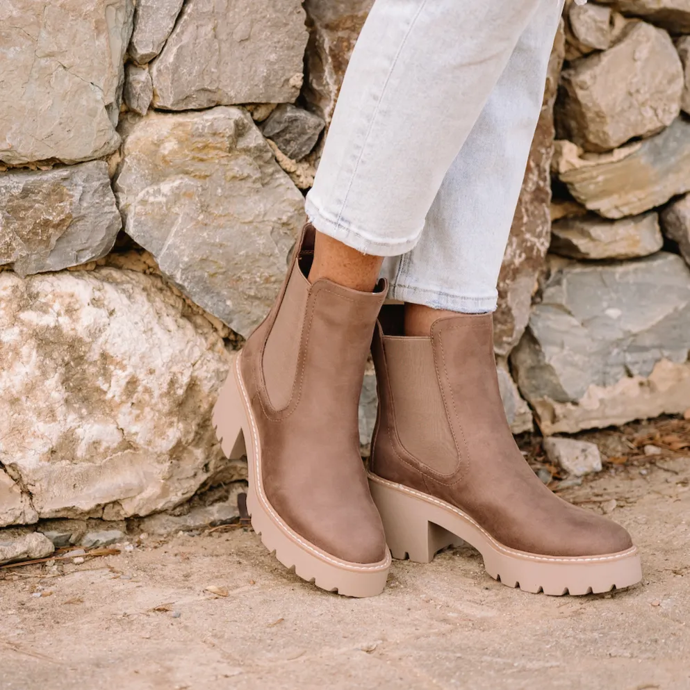 Maple Street Faux Suede Platform Booties