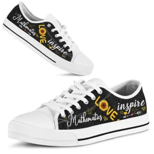 Mathematics Teach Sunflower Low Top Shoes, Teacher Shoes, Low Top Sneakers