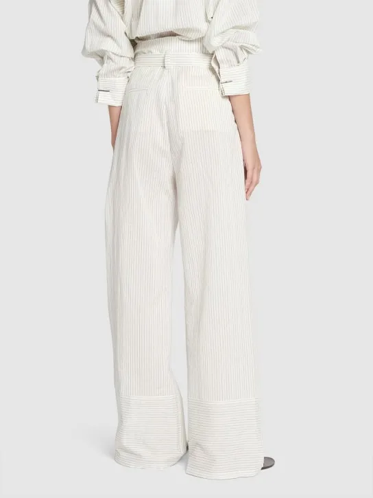 Max Mara   Cotton canvas belted wide pants 