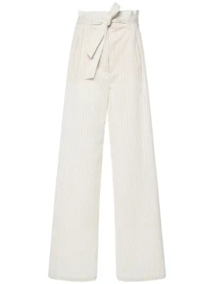 Max Mara   Cotton canvas belted wide pants 