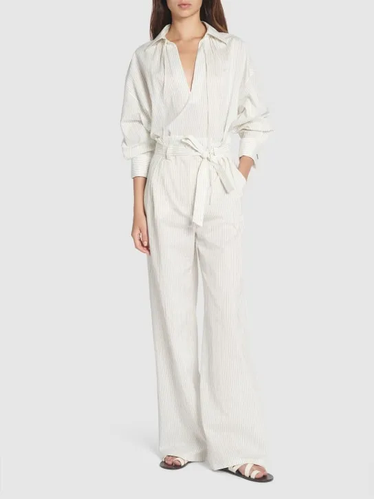 Max Mara   Cotton canvas belted wide pants 