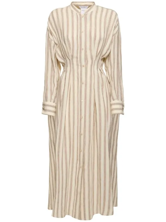 Max Mara   Striped linen canvas long shirt dress 