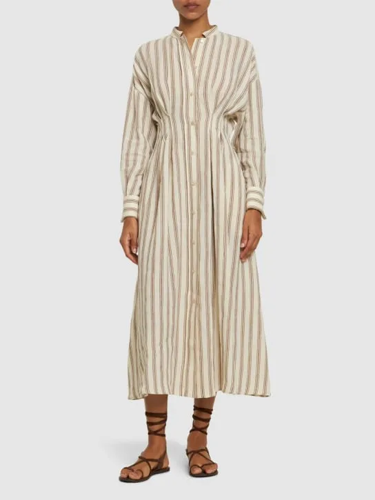 Max Mara   Striped linen canvas long shirt dress 