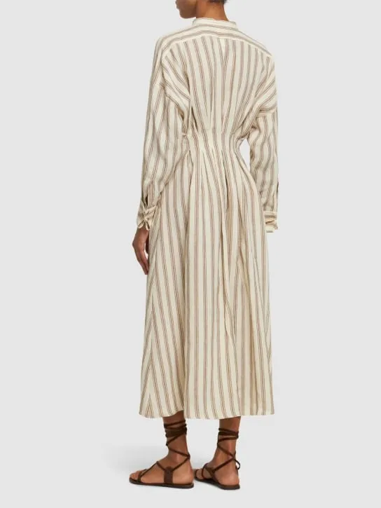 Max Mara   Striped linen canvas long shirt dress 