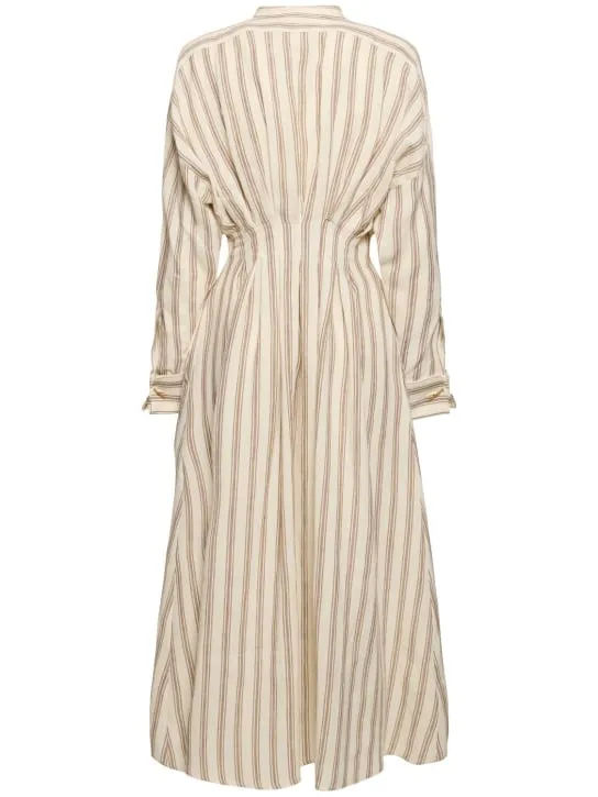 Max Mara   Striped linen canvas long shirt dress 