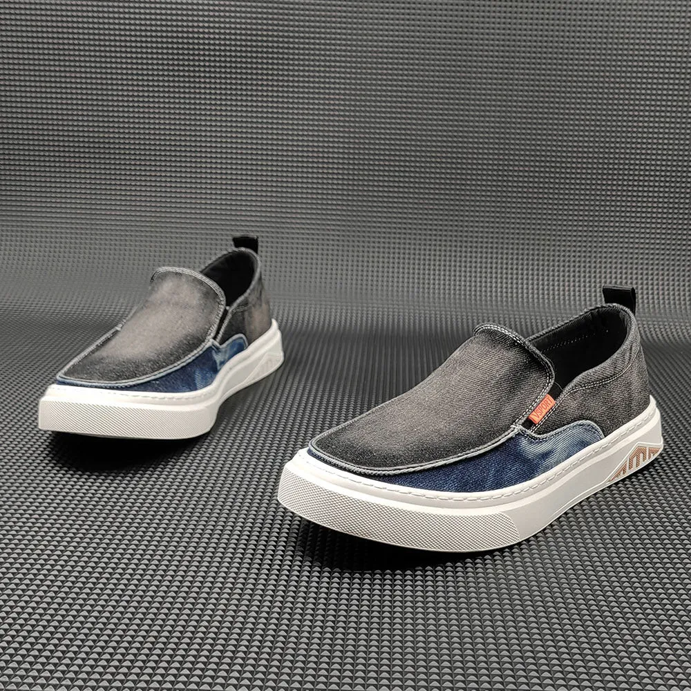 Men Fashion Denim Canvas Flat Casual Loafers