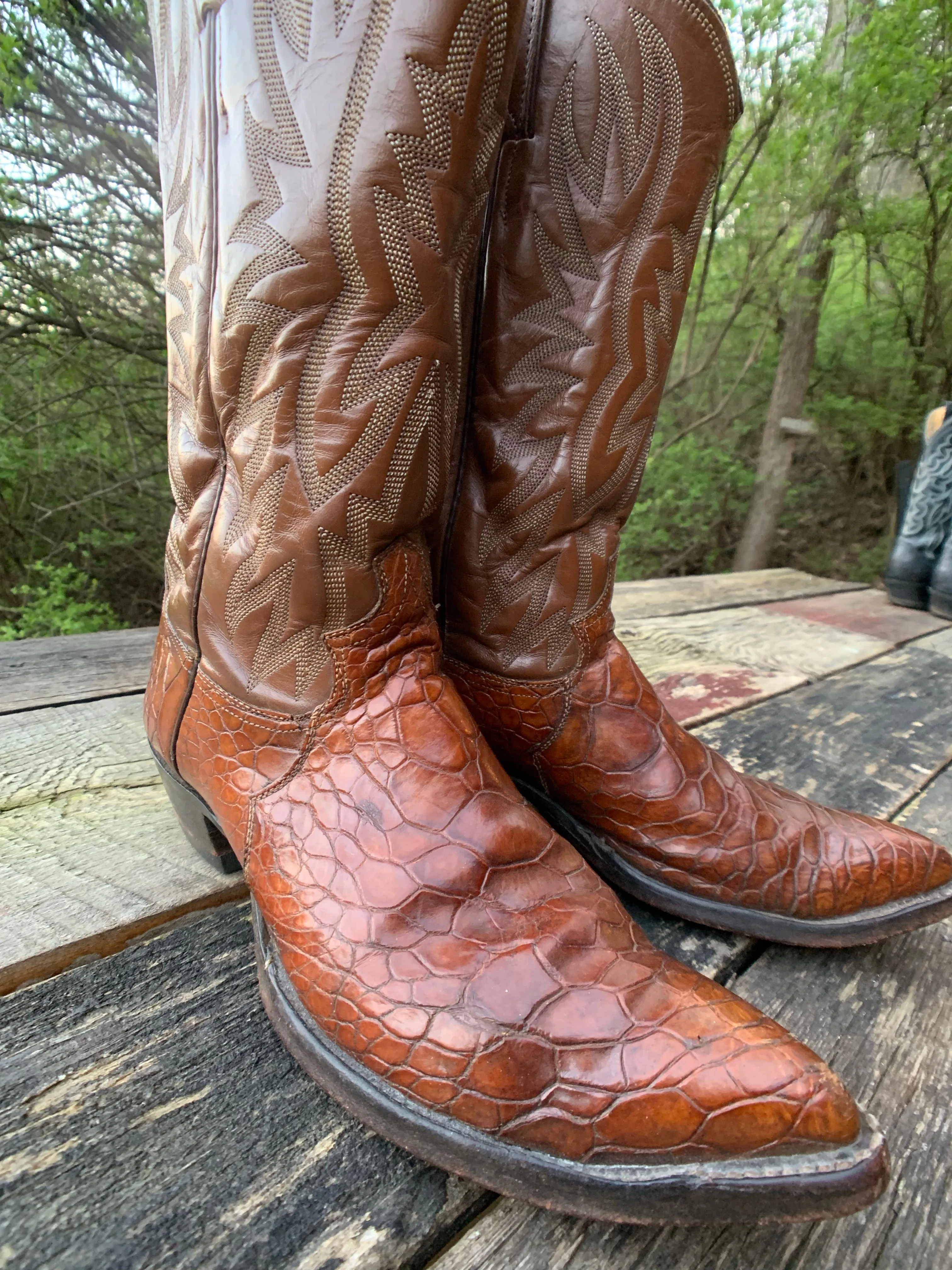 Men’s Vintage Cognac Justin Pull-On Cowboy Boots