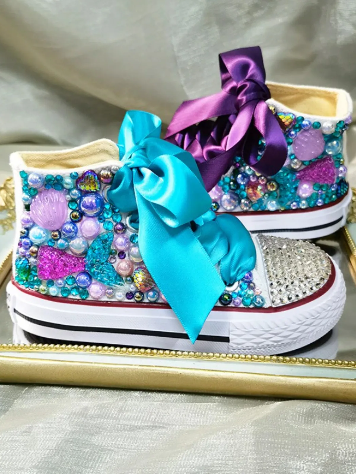 Mermaid Charm Ocean Beads Canvas Sneakers by Liv and Mia