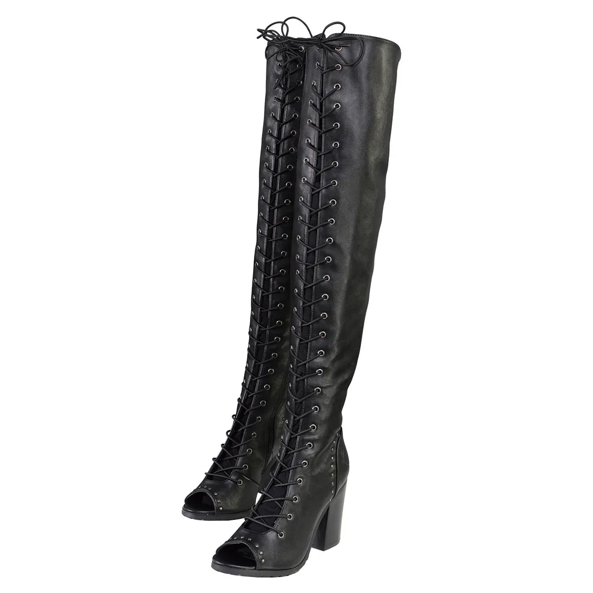 Milwaukee Leather MBL9421 Women's Black Lace-Up Knee-High Fashion