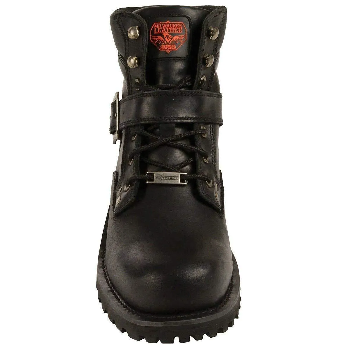 Milwaukee Leather Men's 6in Side Buckle Black Engineer Boots